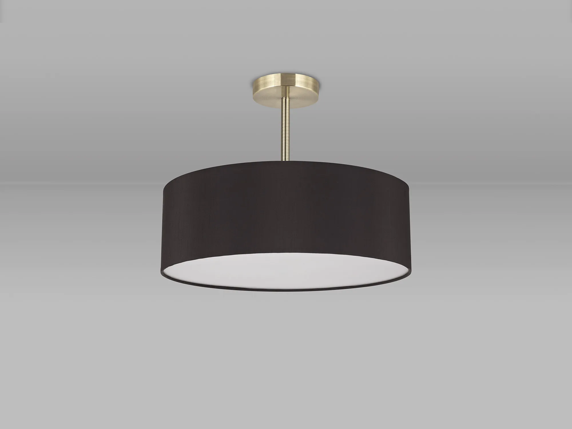Baymont 45cm Semi Flush 3 Light Antique Brass, Black/White DK0701  Deco Baymont AB BL